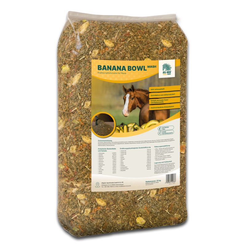 ALL-WIN Horse Banana Bowl Mash 15kg Mash, getreidefrei, ohne Zuckerzusatz